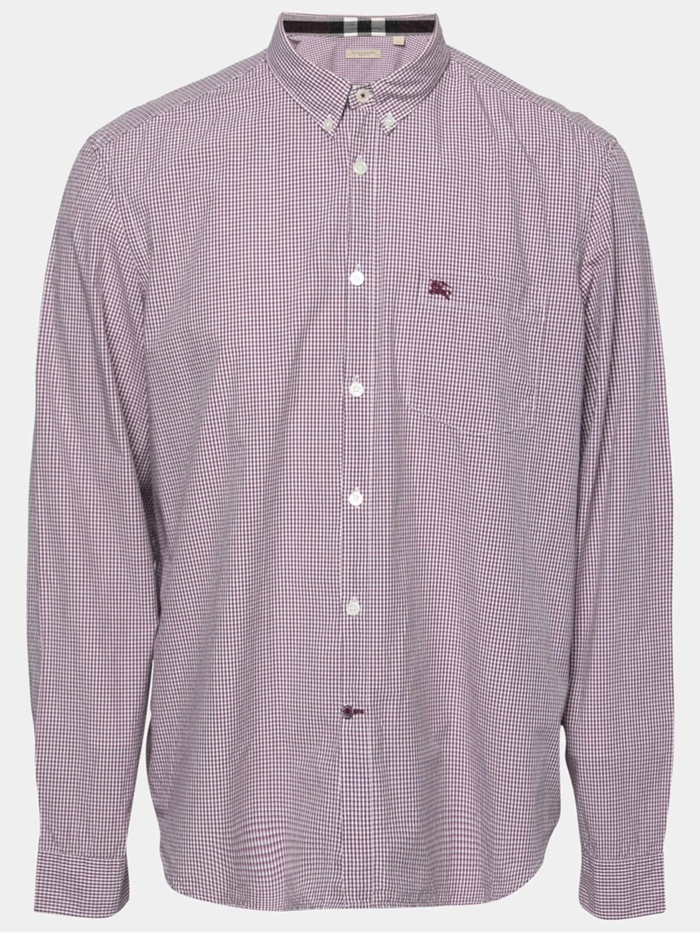Burberry Men's Burgundy Check Button-Down Shirt